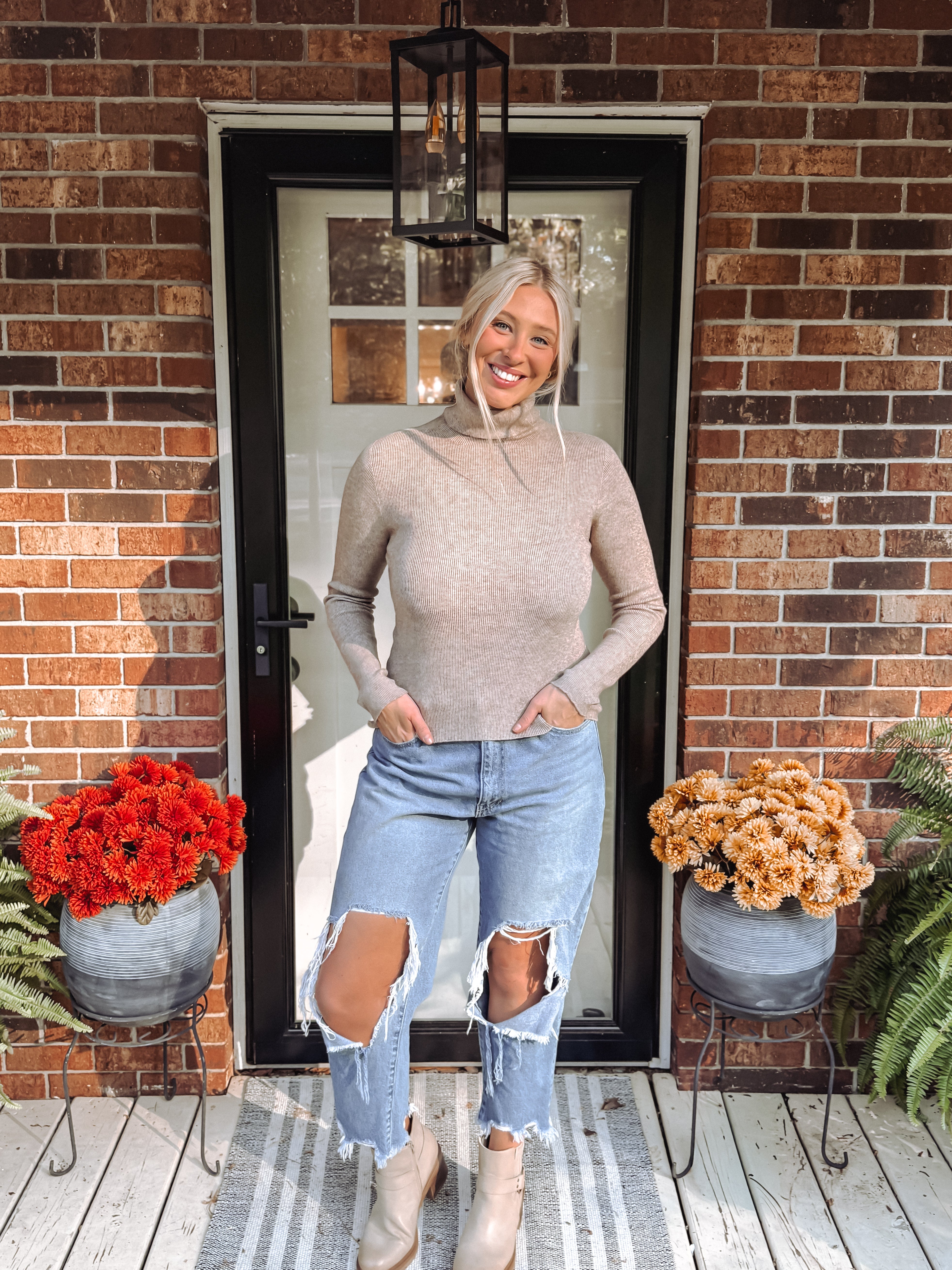 Turtle Neck Ribbed Sweater | Willow Grace and Co