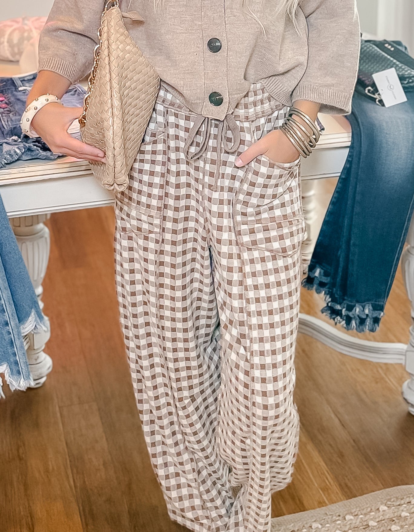 Cozy Check Knit Pants