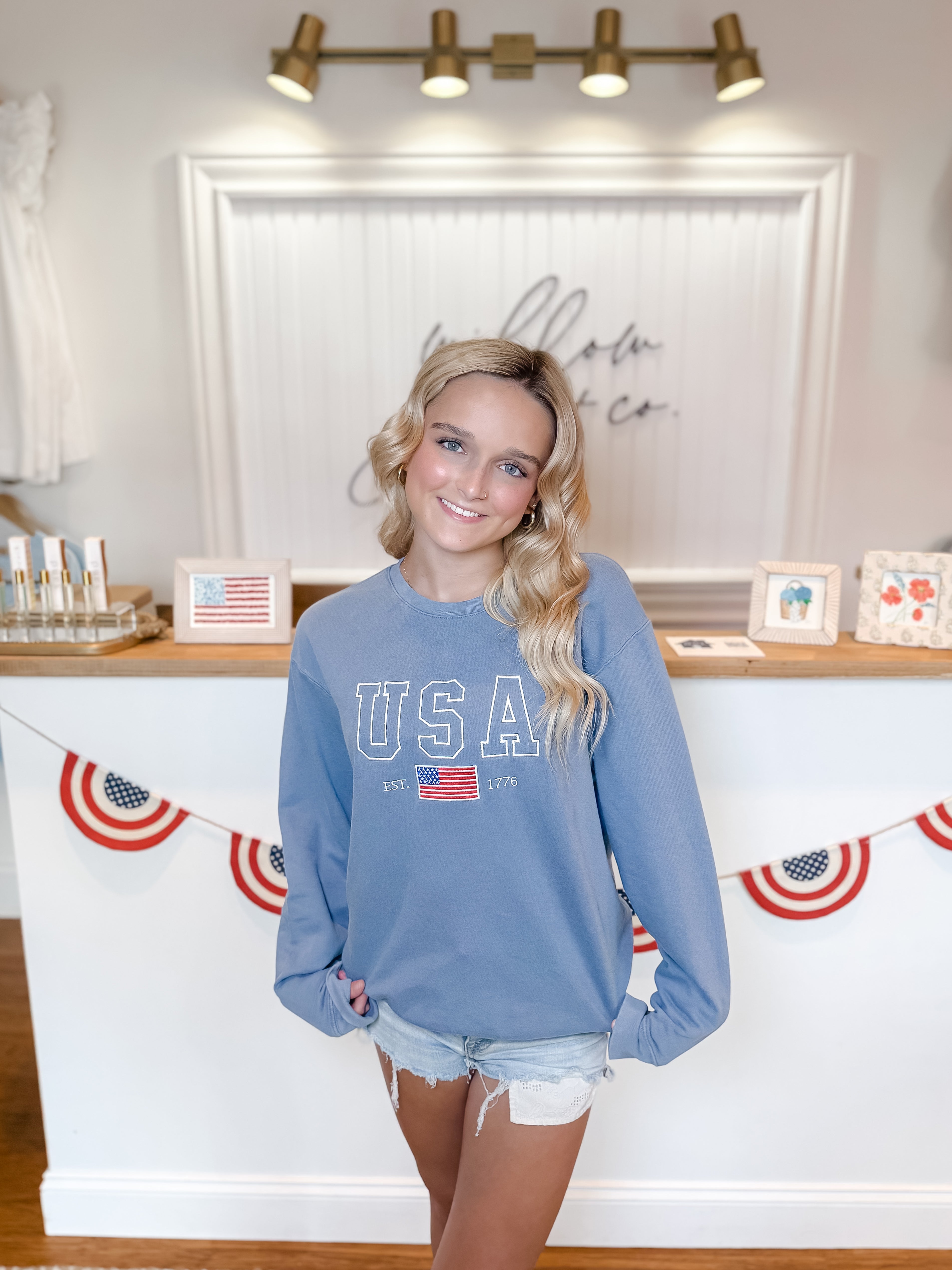 USA Embroidered Crewneck